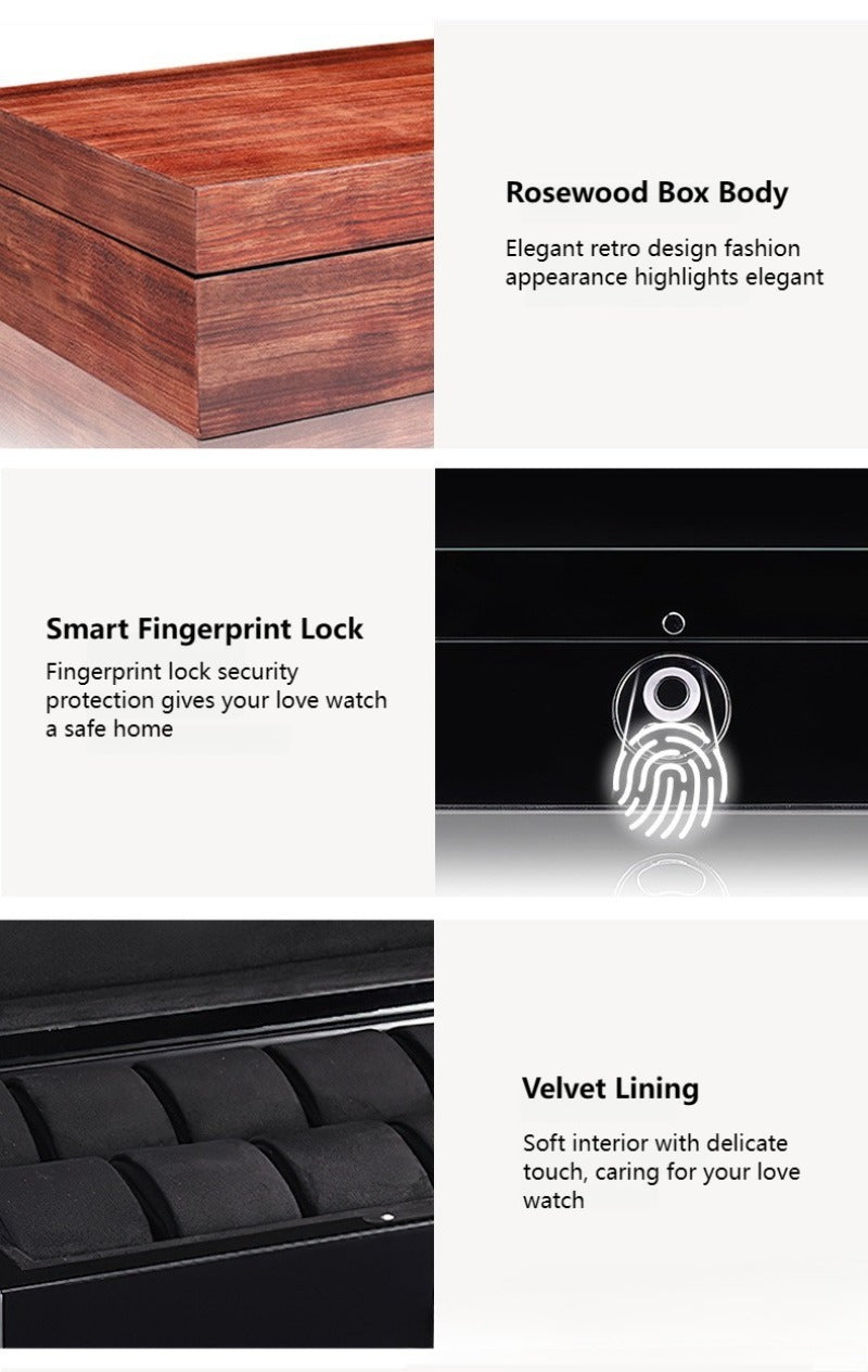 Horaevelis - Luxury Fingerprint Biometric Watch Box - Time Winders