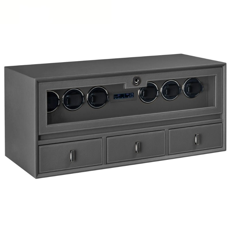 Carlin - Watch Winder Fingerprint Leather Integrated Cabinet - Time Winders